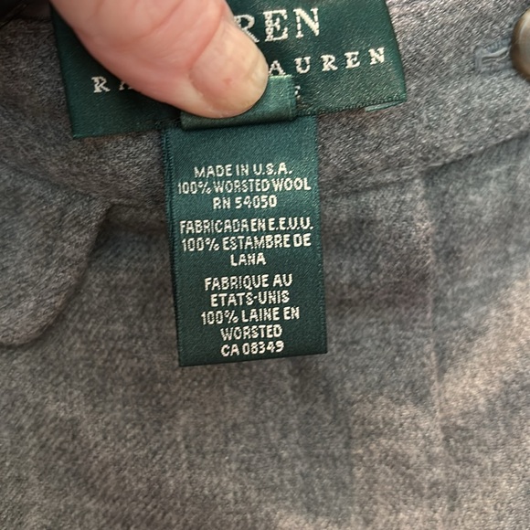 Vtg Lauren Ralph Lauren Women’s Trousers 100% Wool Grey Pleated Size 12 Petite - Picture 4 of 7
